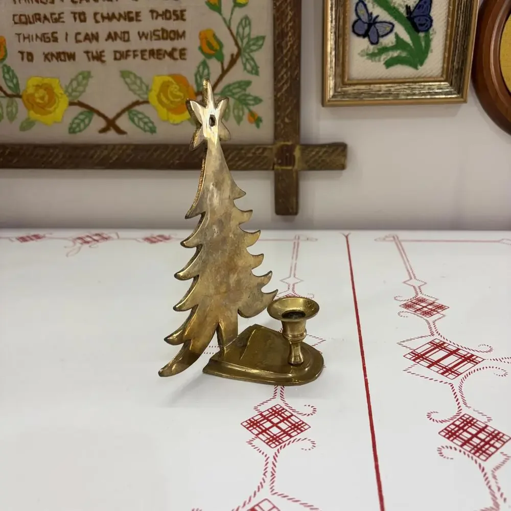 Brass Christmas tree candle holder or wall sconces vintage 70’s/80’s
